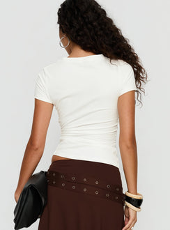 Chelese Cut Out Ruched Top White