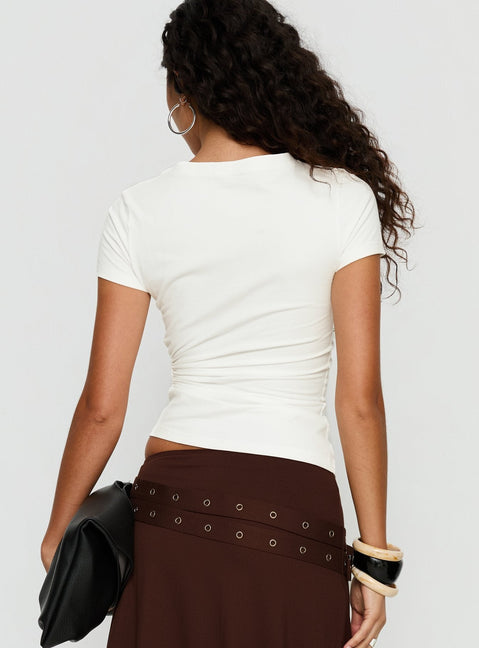 Chelese Cut Out Ruched Top White