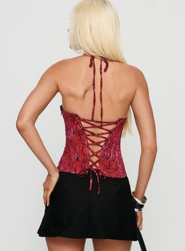 Joylene Lace Up Corset Red / Black