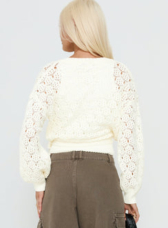 Kaenira Lace Wrap Knit Jumper Cream