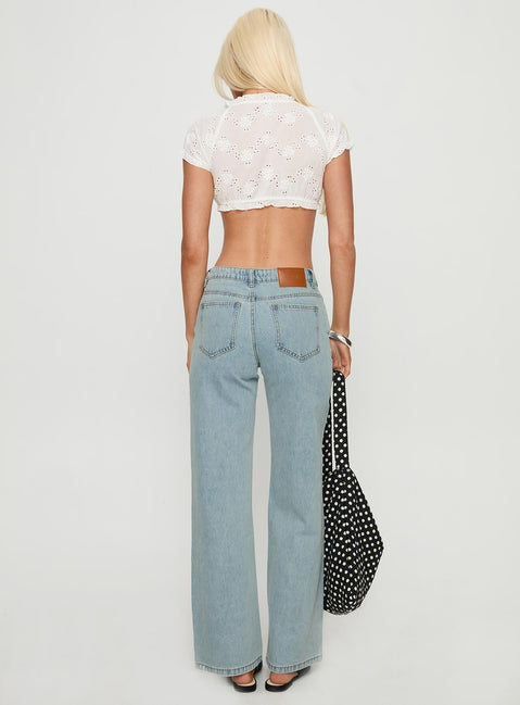 West End Girl Mid Rise Straight Leg Jeans Light Blue Wash