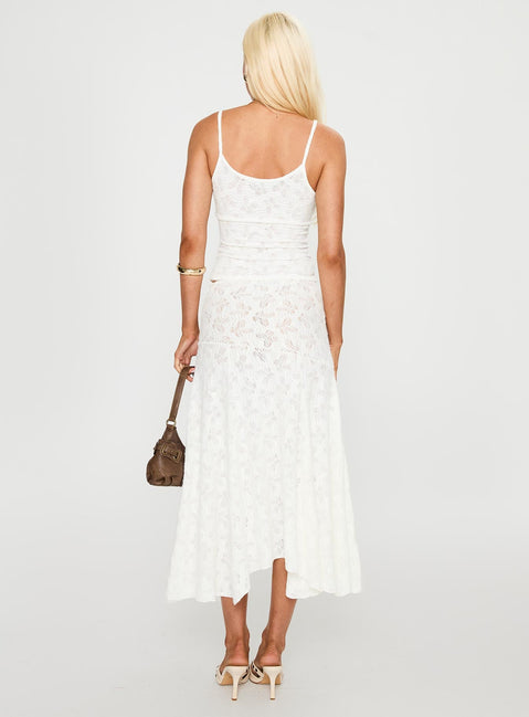 back view of model wearing Princess Polly Tidal Midi Skirt Foam Midi Skirts 