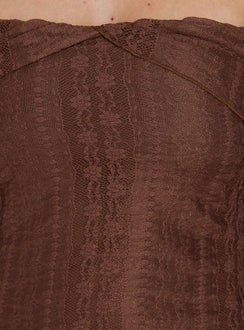 Perdita Long Sleeve Lace Maxi Dress Chocolate