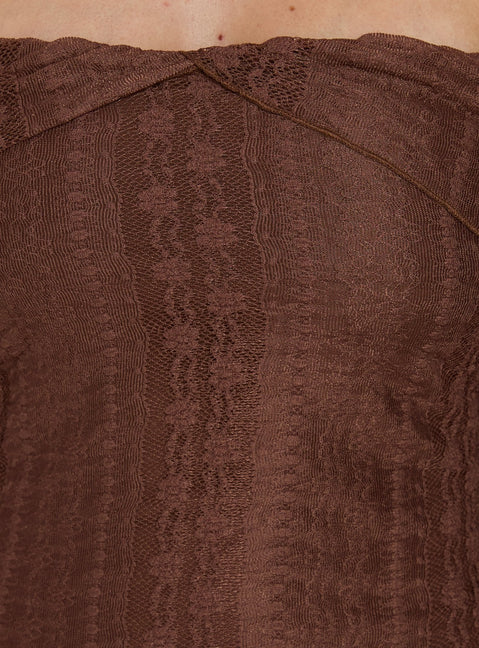 Perdita Long Sleeve Lace Maxi Dress Chocolate