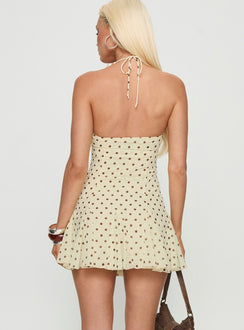 Delamere Mini Dress Yellow / Brown Polka