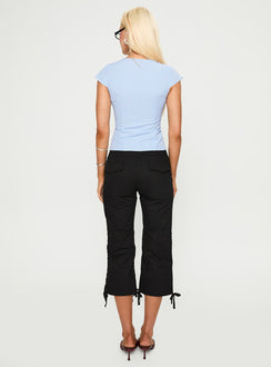 back view of model wearing Princess Polly Hot Rod Capri Pant Black 