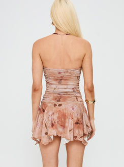 Minxie Strapless Playsuit Pink Floral