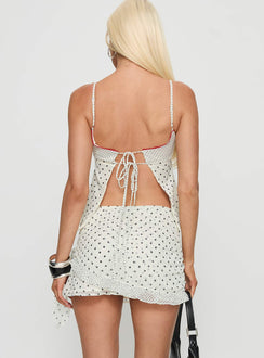Tanelle Layered Mini Skirt White Polka Dot