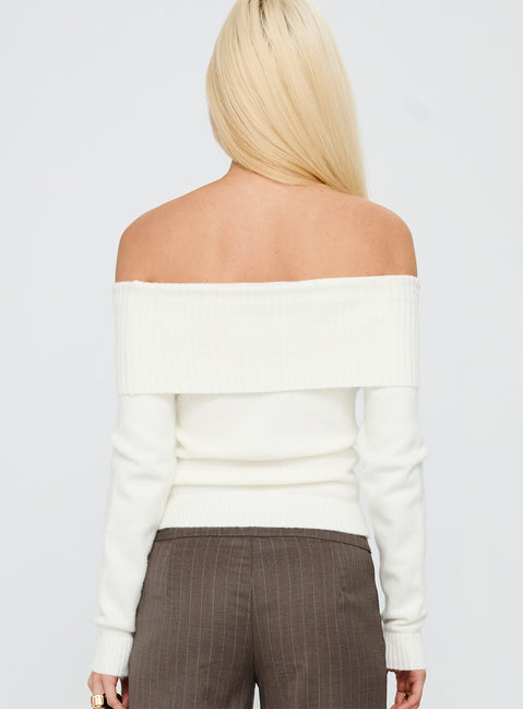 One For Me Off The Shoulder Jumper White