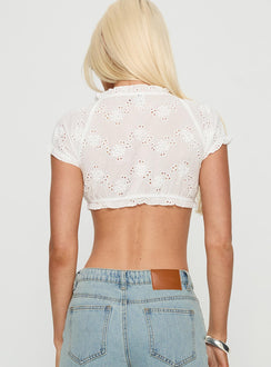 Darrby Micro Cropped Frill Top White