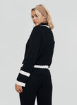 Black and cream knit sweater Mock neck, long sleeve, ribbed cuffs &amp; waist