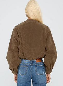Mastery Faux Suede Bomber Jacket Brown