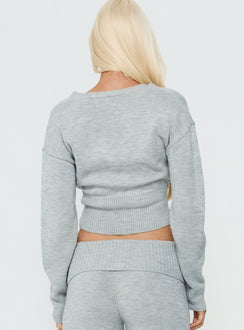 Odeline Wrap Knit Jumper Grey Marle
