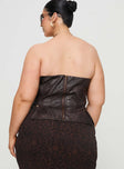Strapless faux leather top