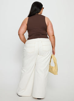 Naylor Mid Rise Wide Leg Jeans Cream Curve