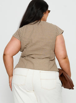 Indulgence Corset Top Beige Check Curve