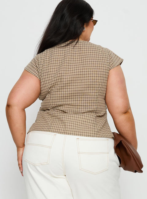 Indulgence Corset Top Beige Check Curve