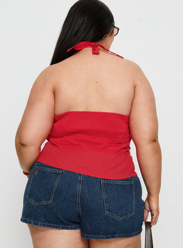 Isabetta Halter Top Red Curve