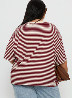 Kieryn Oversized Top Red Stripe Curve