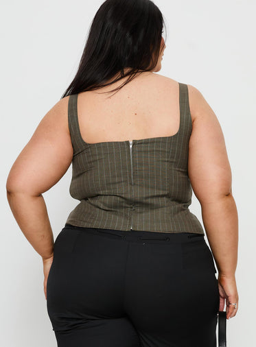 Nylen Tailored Suiting Top Brown Pinstripe Curve