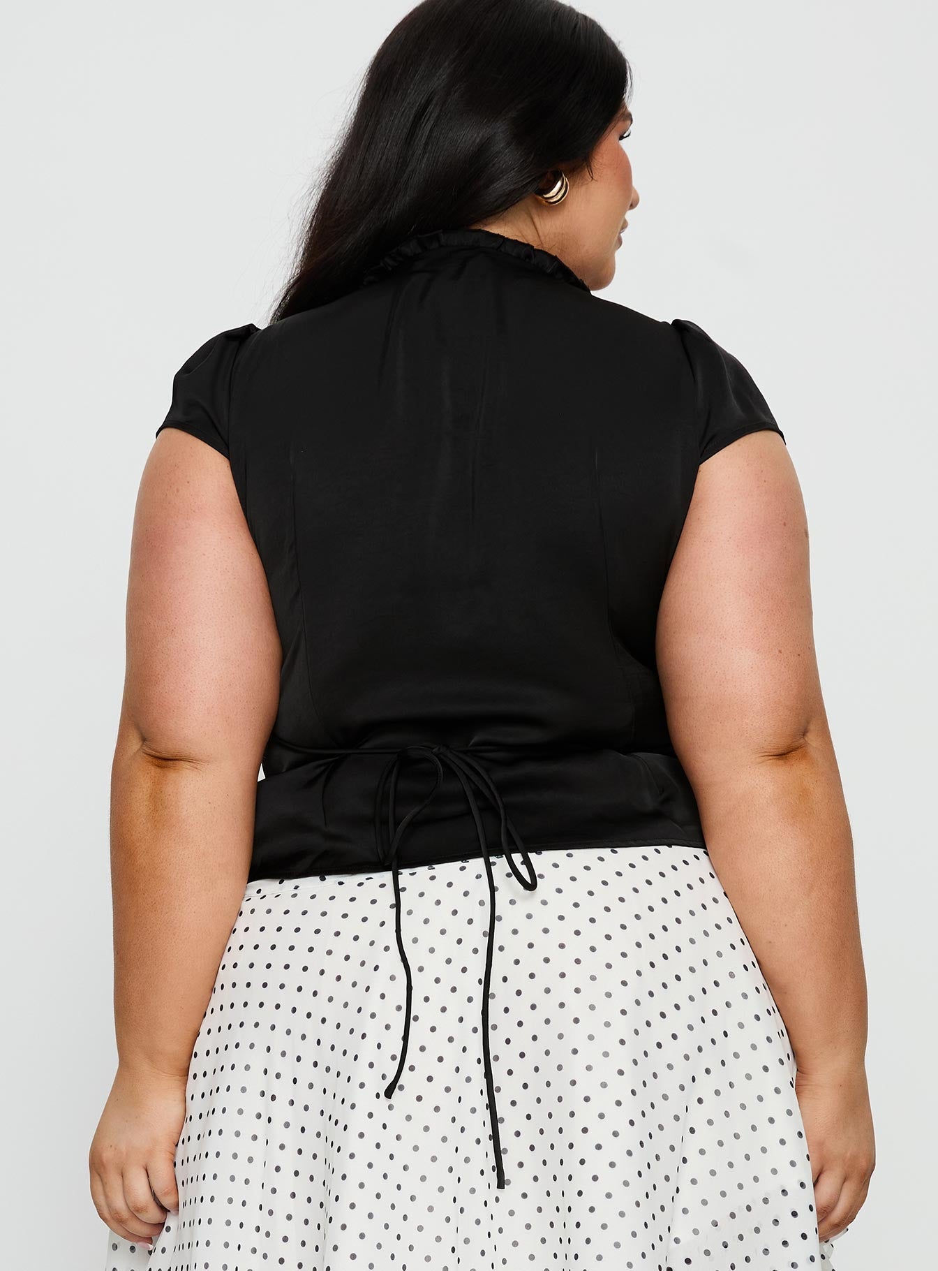 Tatianna Frill Blouse Top Black Curve