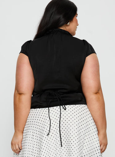 Tatianna Frill Blouse Top Black Curve
