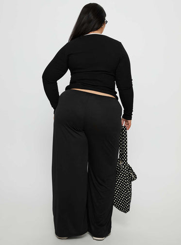 Gavrielle Jersey Wide Leg Pants Black Curve