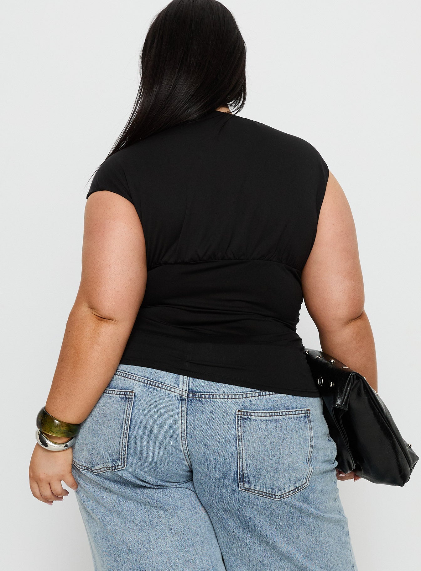 Emelyne Cinched Waist Top Black Curve