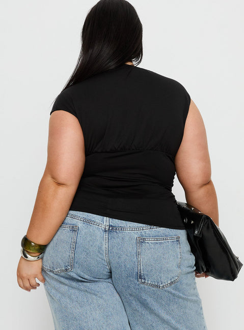 Emelyne Cinched Waist Top Black Curve