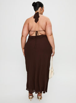 Alejandria Cowl Neck Maxi Dress Chocolate Curve