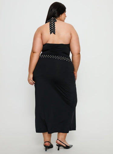 Norelle Halter Set Black Polka Curve