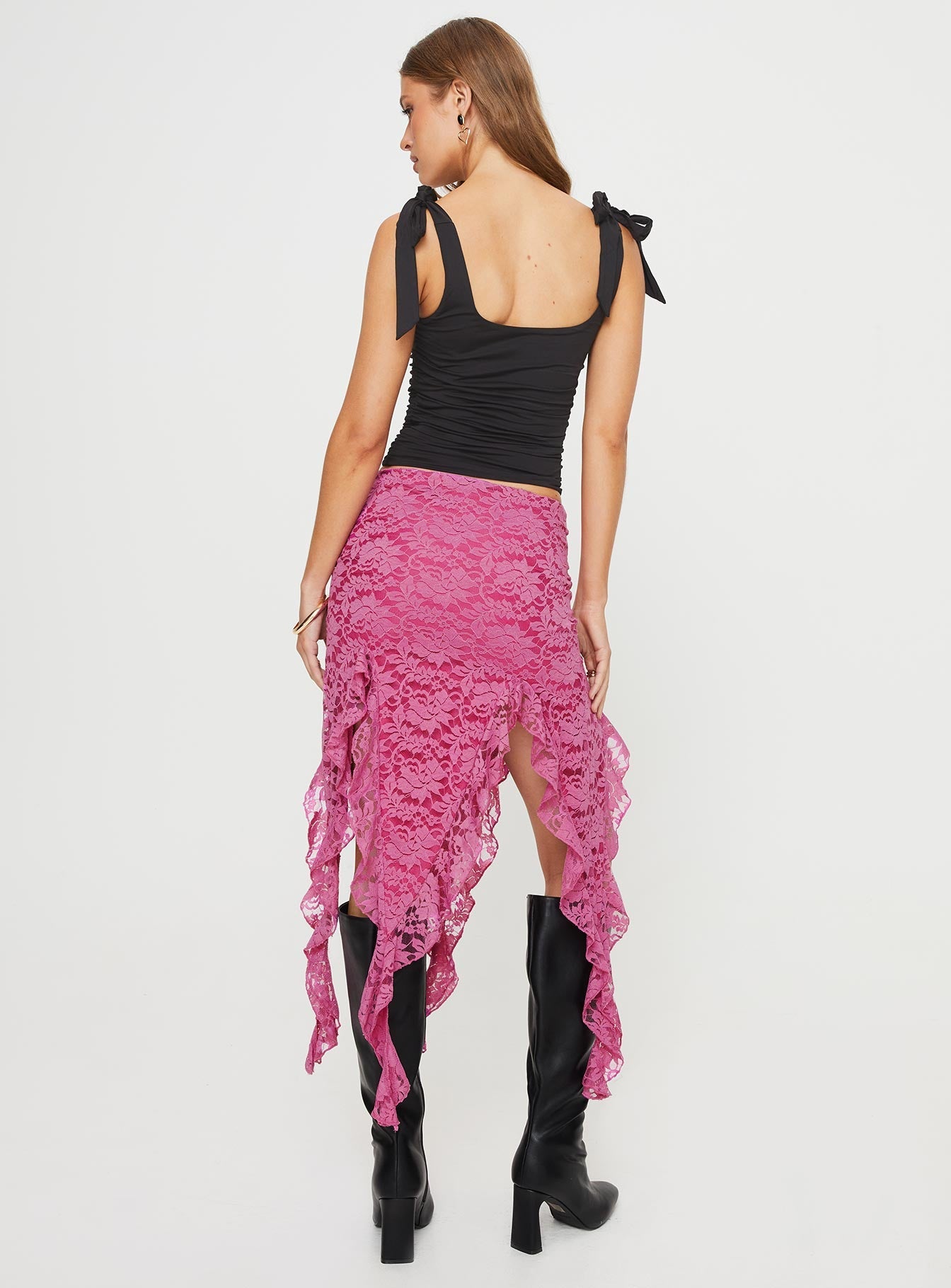 product Unconditional Ruffle Midi Skirt Purple Princess Polly  