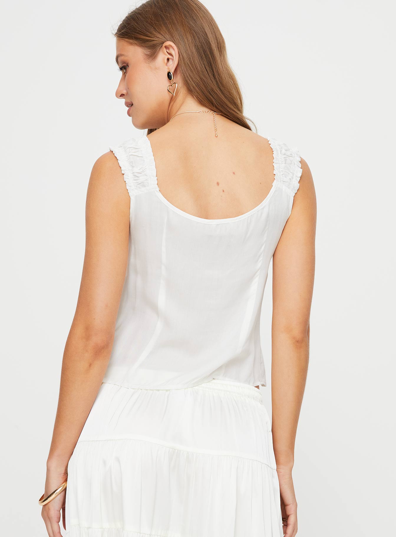 Top Slim fitting, cap sleeve, ruched bust, tie detail, hook & eye fastening at front, invisible zip fastening at side