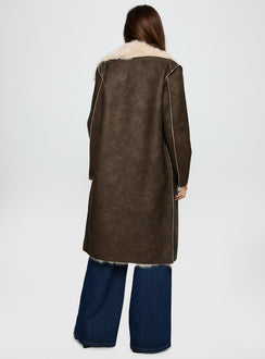 Kairos Shearling Detail Coat Brown