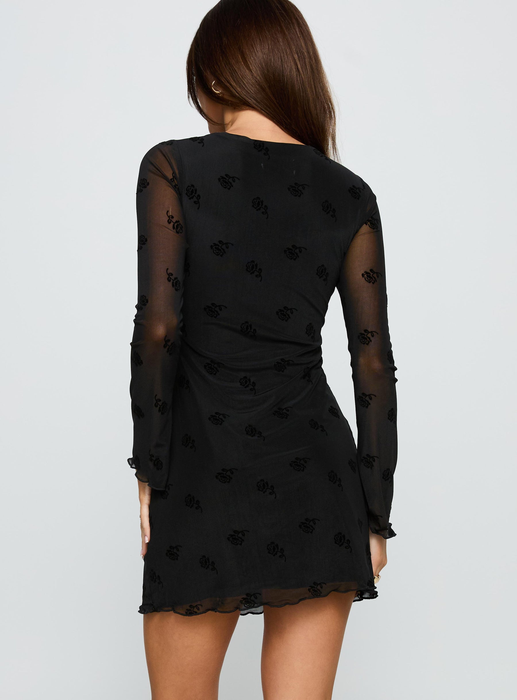 Full Moon Long Sleeve Mini Dress Black