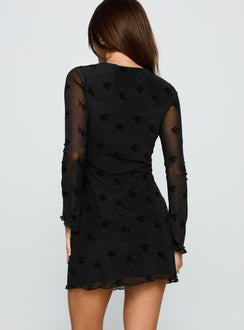 Full Moon Long Sleeve Mini Dress Black