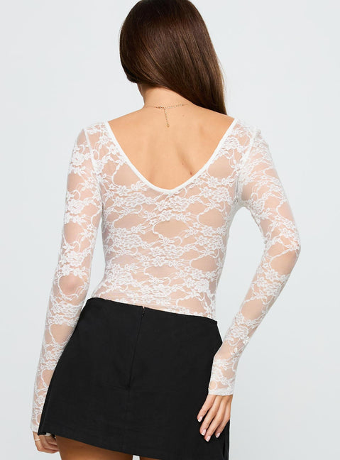 Tantalise Long Sleeve Bodysuit White
