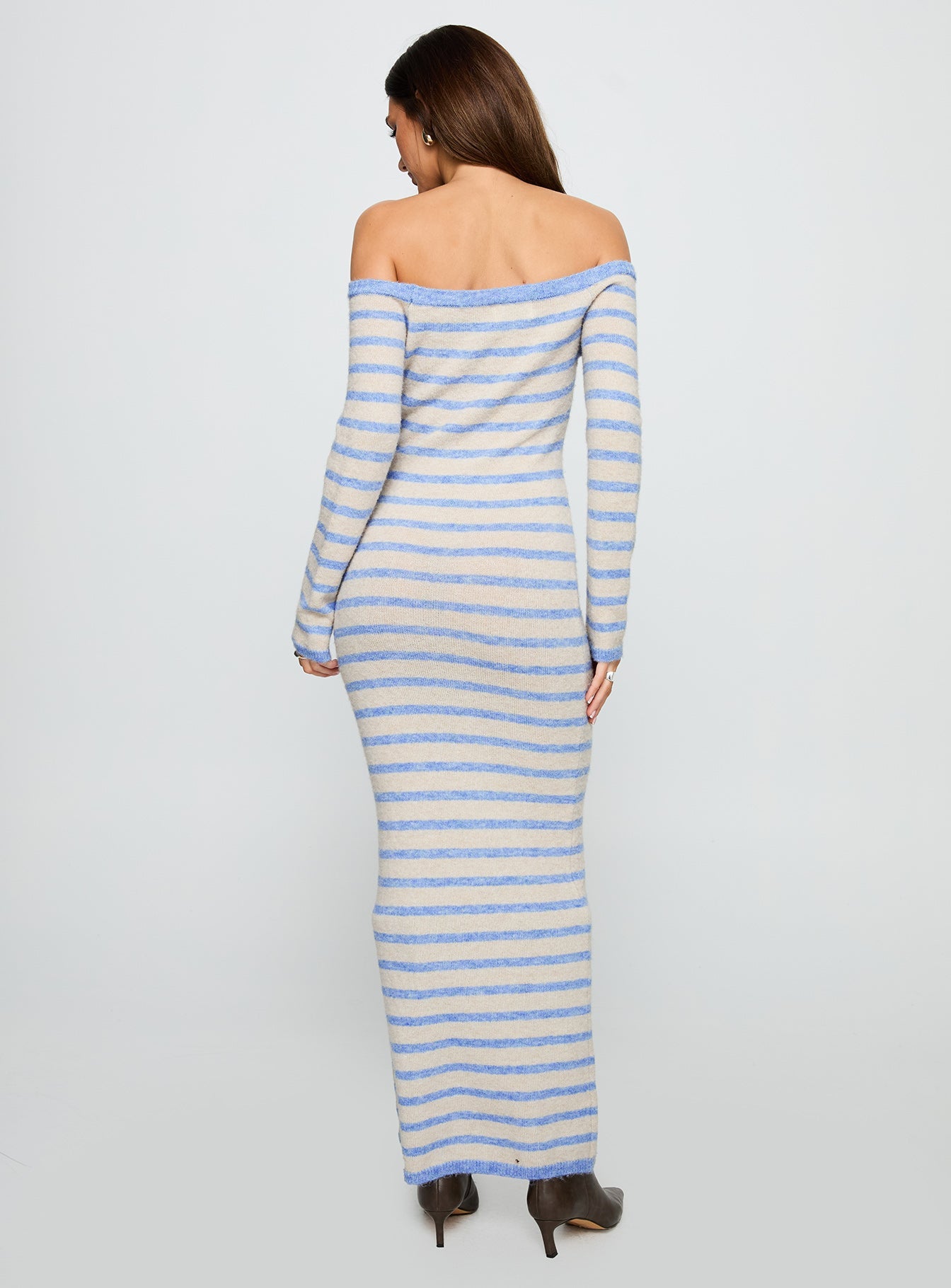 Korra Long Sleeve Maxi Dress Blue Stripe