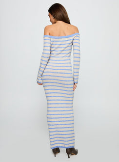 Korra Long Sleeve Maxi Dress Blue Stripe