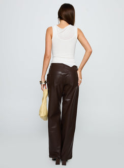 Sixth Sense Faux Leather Pants Brown
