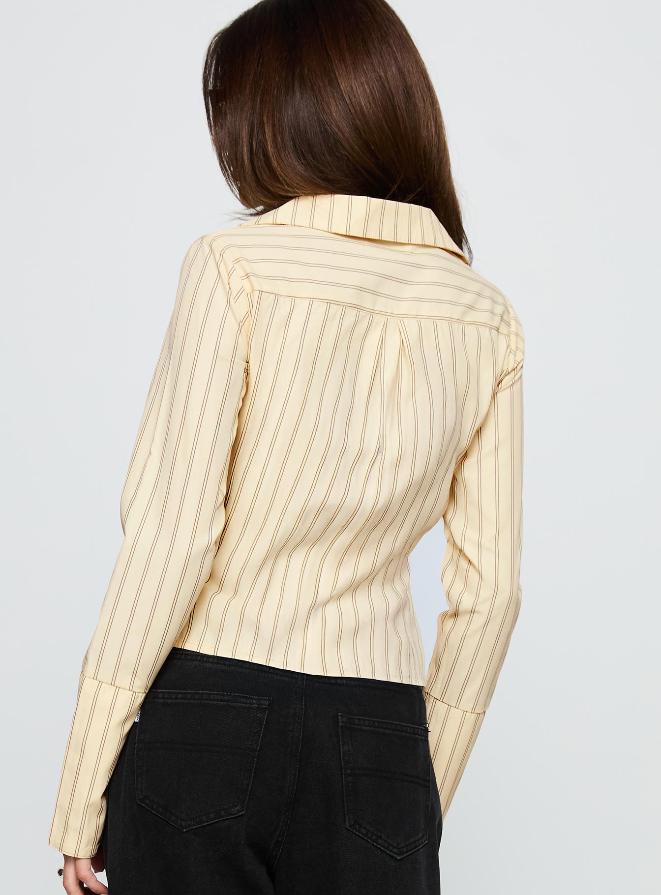 In Brooklyn Collared Top Yellow Stripe