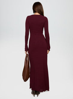 Dejonge Ring Long Sleeve Maxi Dress Currant