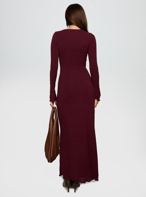 Dejonge Ring Long Sleeve Maxi Dress Currant