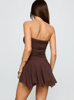 Minxie Strapless Playsuit Brown