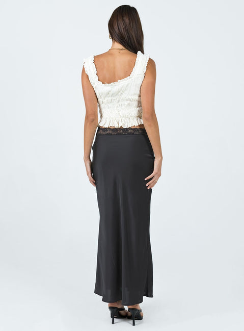 Front view of model wearing  front The Charmaine Maxi Skirt Black Princess Polly  Maxi 