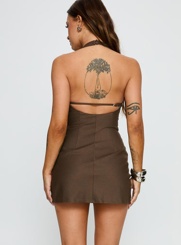 Deona Tailored Mini Dress Brown
