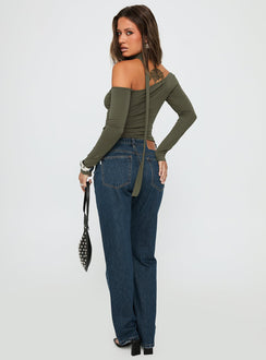 Vesperis Mid Rise Slim Leg Jeans Dark Blue Wash