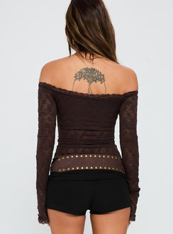 Mochapella Off The Shoulder Top Brown