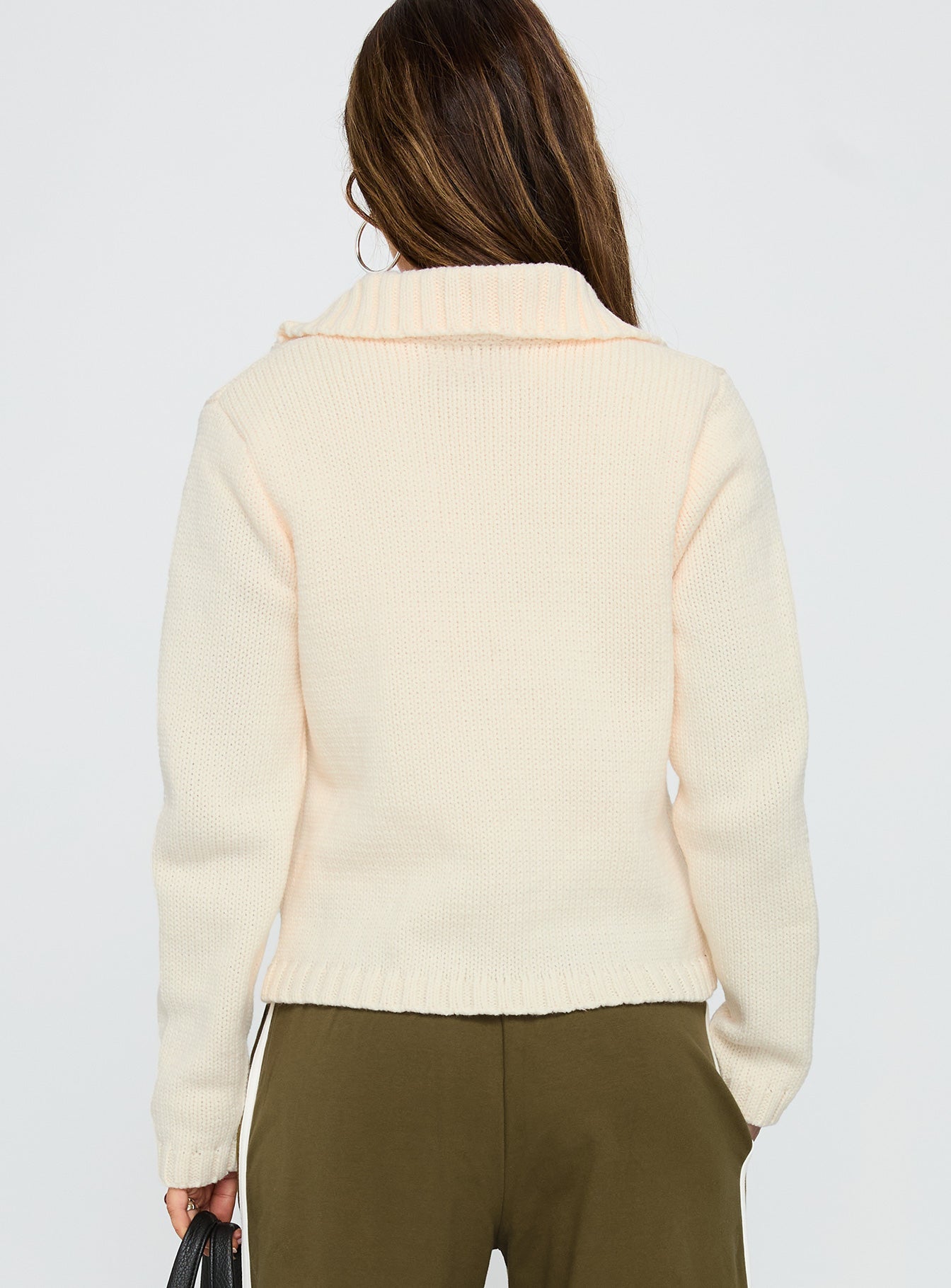 Epitome Zip Through Knit Sweater White
