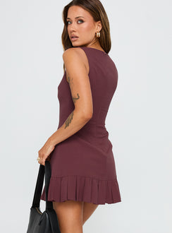Great Perhaps Pleated Mini Dress Currant